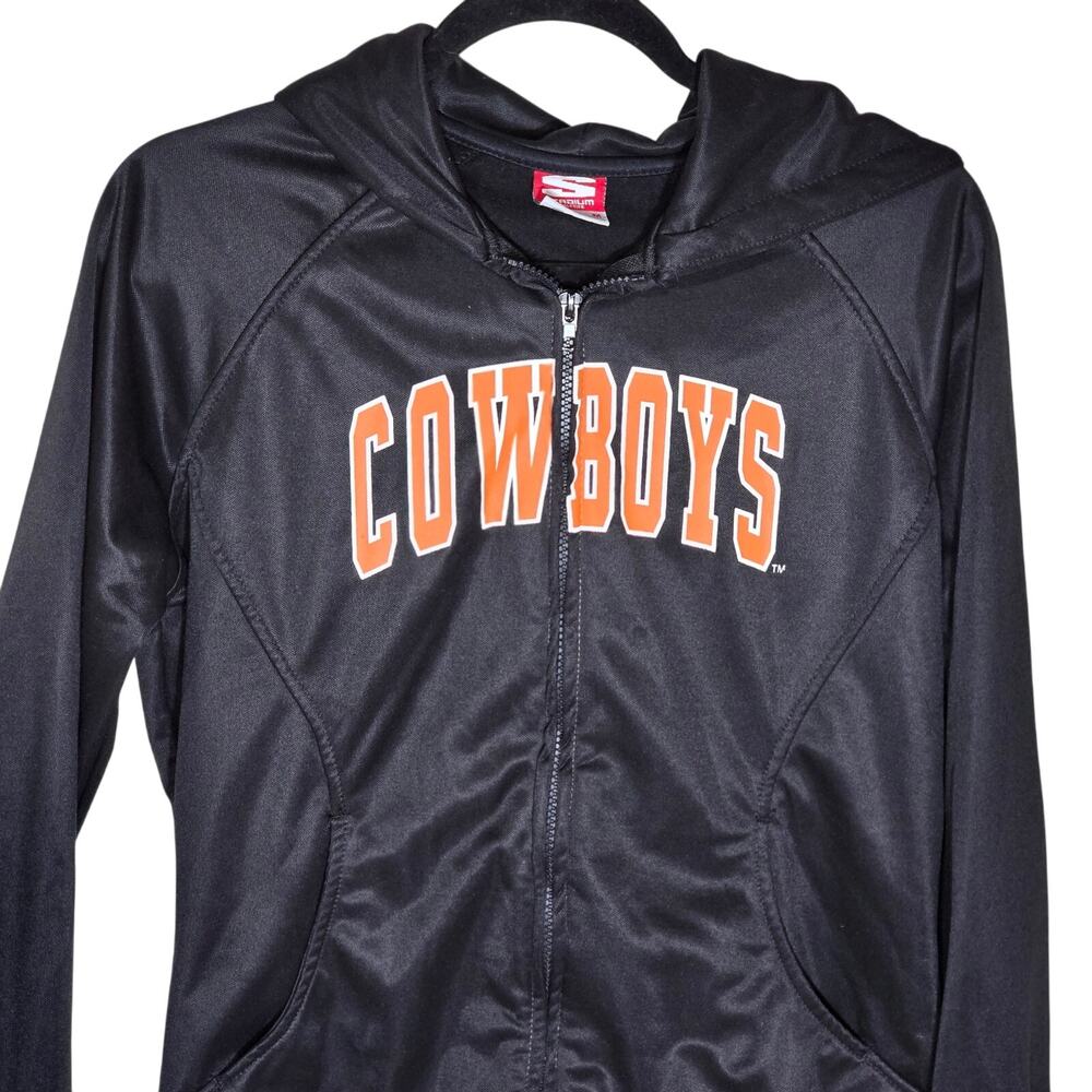 Vintage Stadium OSU Oklahoma State Cowboys Full Zip Jacket Black NCAA Football M - Picture 2 of 8